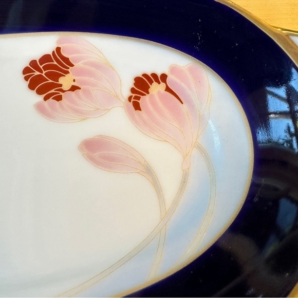 Vintage Legacy by Noritaki Formal butter dish Serving platter blue, white & gold - Picture 3 of 15